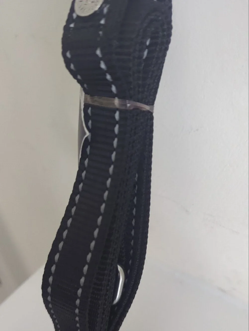 Martha Stewart Black Nylon Dog Leash with White Reflective Stitching